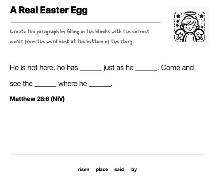 A Real Easter Egg fill-in-the-blank